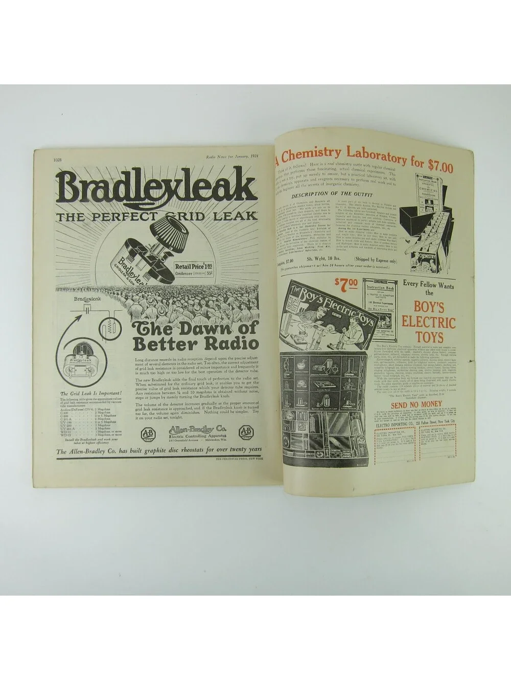 Radio News Magazine January 1924 The Radio Police Car Cover H. Gernsback Antique